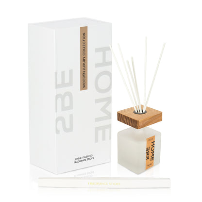 2BEHOME® Geurstokjes - White Musk- 200 ML - Wooden Luxury Collection - Luxe Fragrance sticks - Huisparfum - Luchtverfrisser - Geurverspreider - Wit