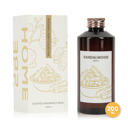 2BEHOME® Geurstokjes Navulling 'Sandalwood' - 200ml - Wooden Luxury Collection - Geurverspreider - Huisparfum - Luchtverfrisser