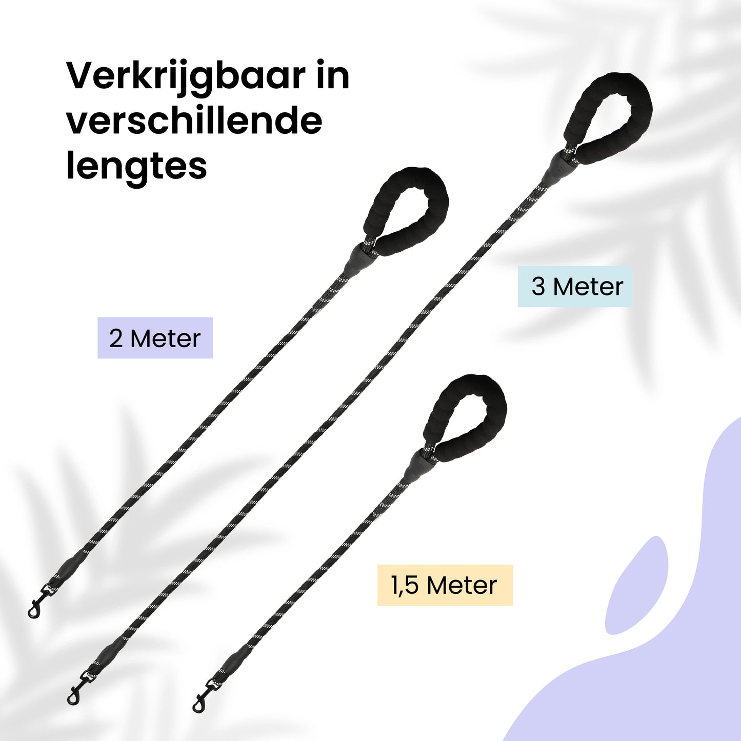 All 4 Pets Supply® Reflecterende Hondenriem - 3 meter - Zwart