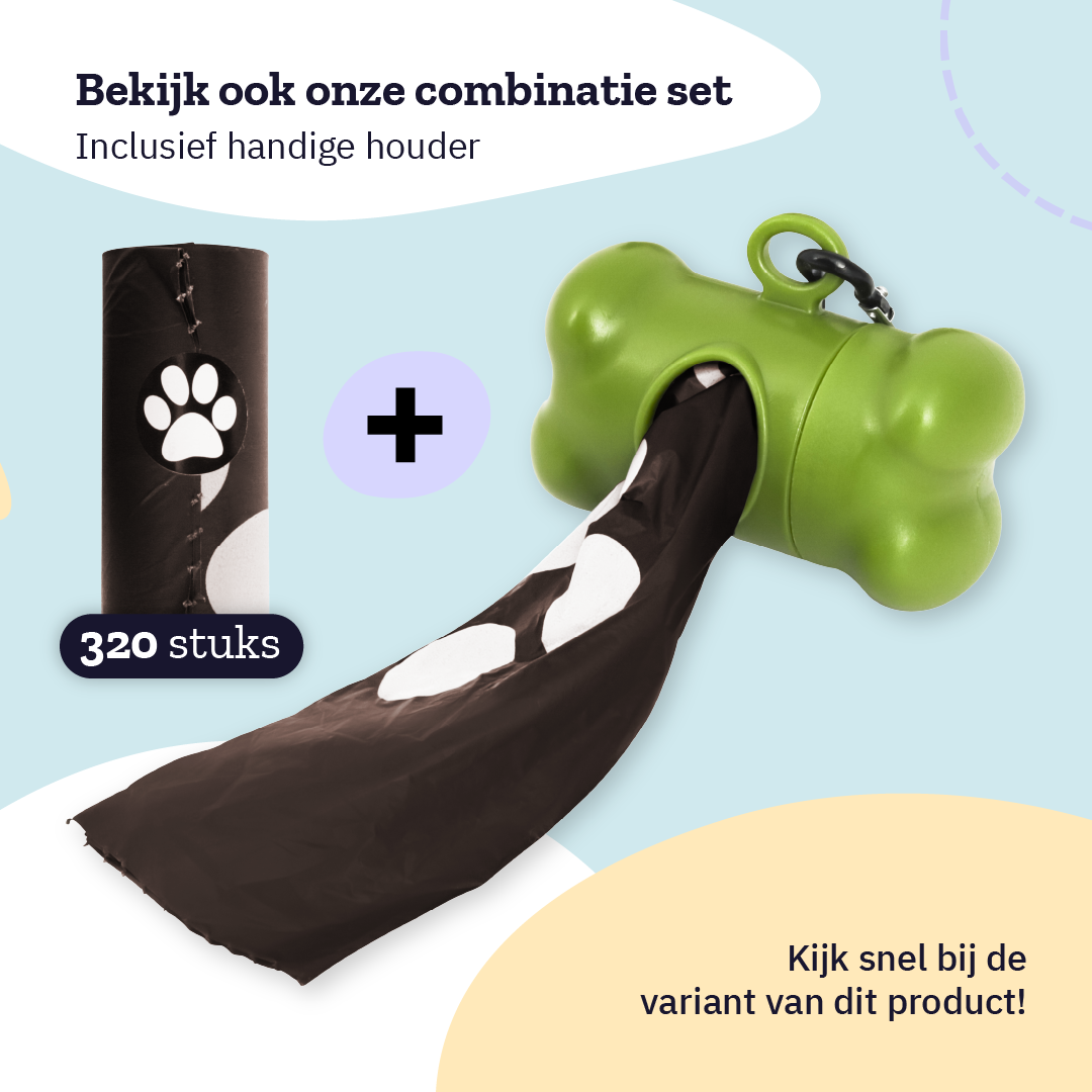 All 4 Pets Supply® Hondenpoepzakjes houder inclusief Hondenpoepzakjes - Dispenser - 320 stuks - Lavendel geur - 100% Biologisch Afbreekbaar - Poepzakjeshouder Hond - Bruin