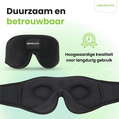 2BEHEALTHY® 3D Slaapmasker vrouwen & mannen - Inc. luxe Opbergzakje - 100% Verduisterend - Oogmasker