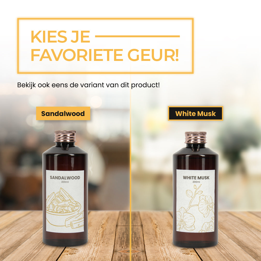 2BEHOME® Geurstokjes Navulling 'Sandalwood' - 200ml - Wooden Luxury Collection - Geurverspreider - Huisparfum - Luchtverfrisser