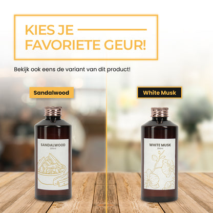 2BEHOME® Geurstokjes Navulling 'Sandalwood' - 200ml - Wooden Luxury Collection - Geurverspreider - Huisparfum - Luchtverfrisser