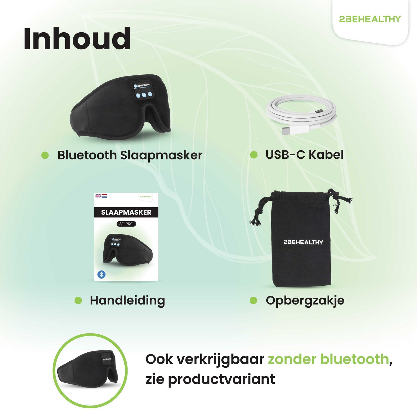 2BEHEALTHY 3D Slaapmasker met Bluetooth voor vrouwen & mannen