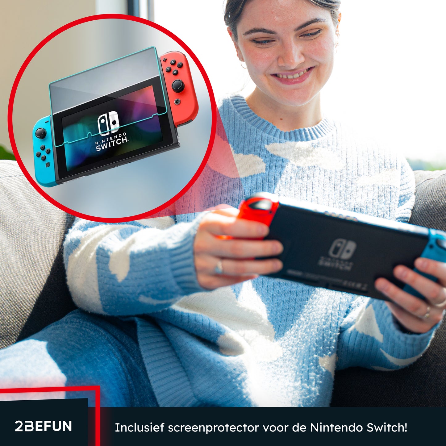 2BEFUN® Nintendo Switch Case incl. Screenprotector - Ook voor Nintendo switch accessoires