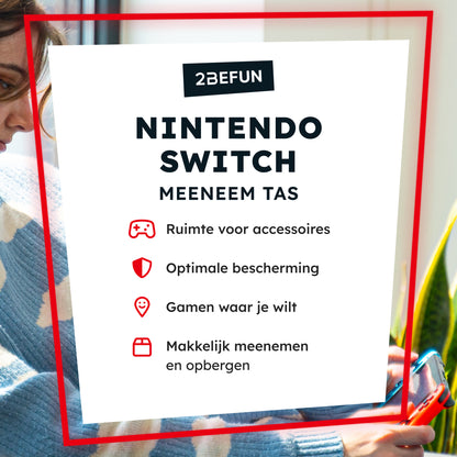 2BEFUN® Nintendo Switch Case incl. Screenprotector - Ook voor Nintendo switch accessoires