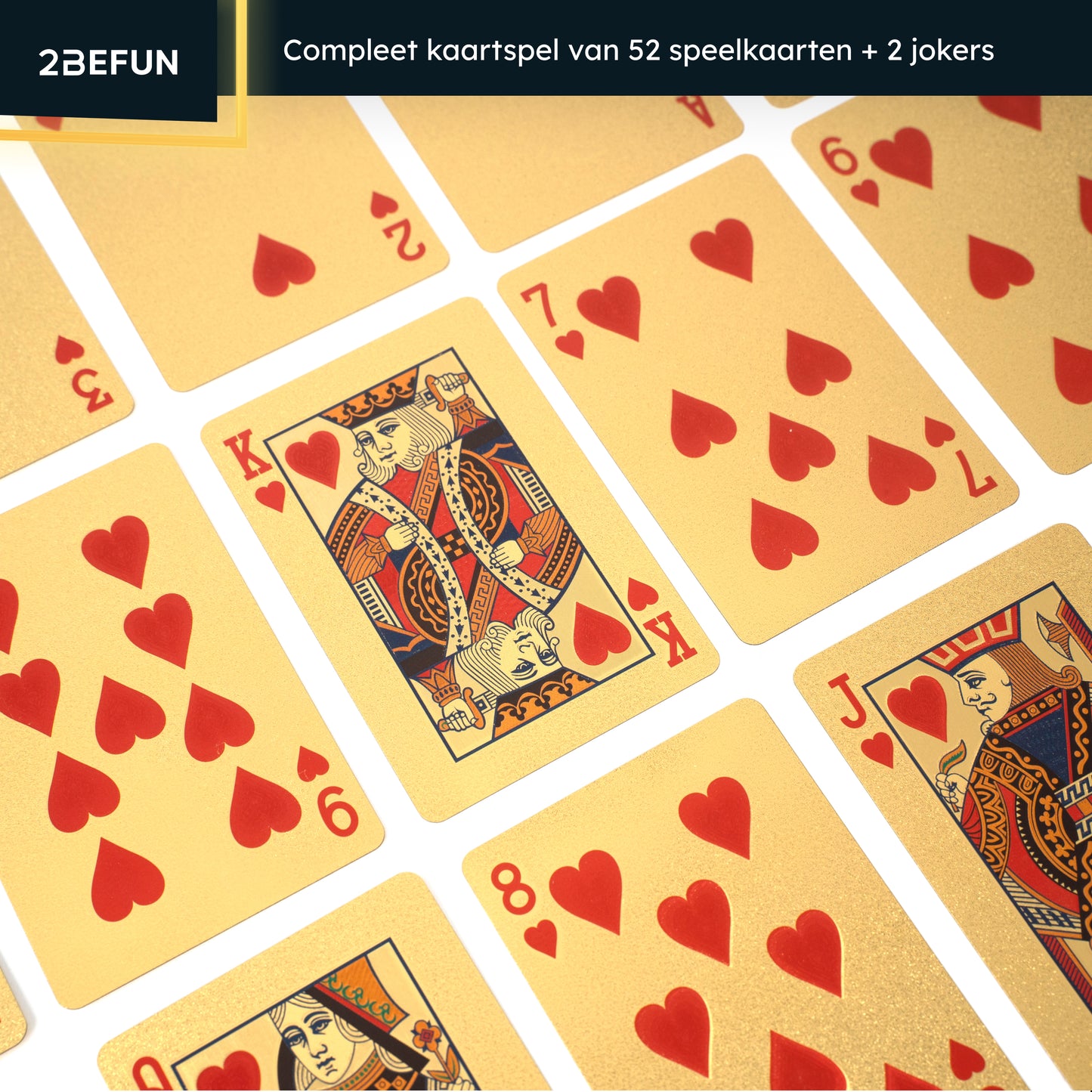 2BEFUN® Luxe Waterdichte Speelkaarten - Kaarten - Pokerkaarten - Goud