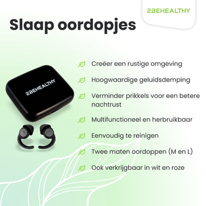 2BEHEALTHY® Slaapoordoppen - 2 Paar (M&L) - Festival oordopjes - Zwart