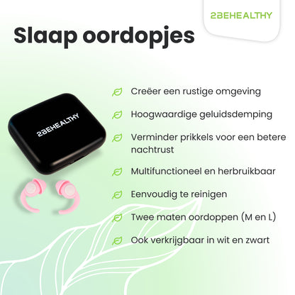 2BEHEALTHY® Slaapoordoppen - 2 Paar (M&L) - Festival oordopjes - Roze