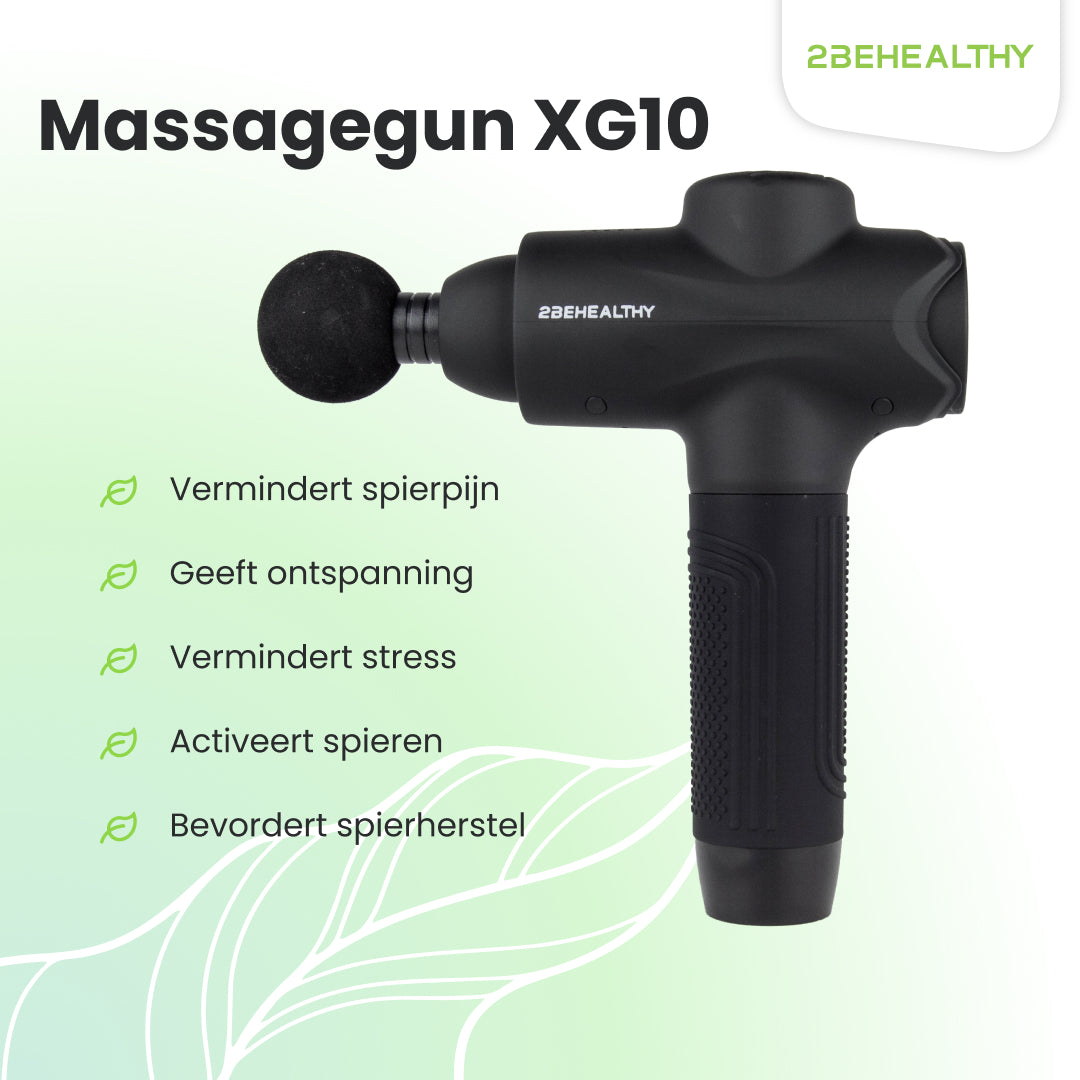 2BEHEALTHY® Massage Gun Professioneel XG10 - Incl. 10 Opzetstukken - USB-C Oplaadbaar - Massage apparaat