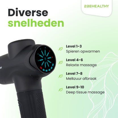 2BEHEALTHY® Massage Gun Professioneel XG10 - Incl. 10 Opzetstukken - USB-C Oplaadbaar - Massage apparaat